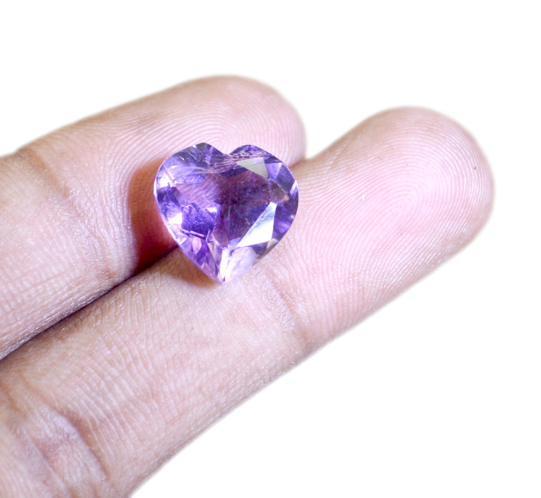 Amethyst 1PC Chunky 15x15 MM Heart Faceted Purple Superior Semi Precious Gems