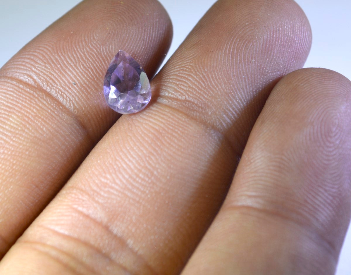 Amethyst 1PC Small 7x9 MM Pear Faceted Purple Brilliant Semi Precious Loose Gemstones Sekundär produktbild