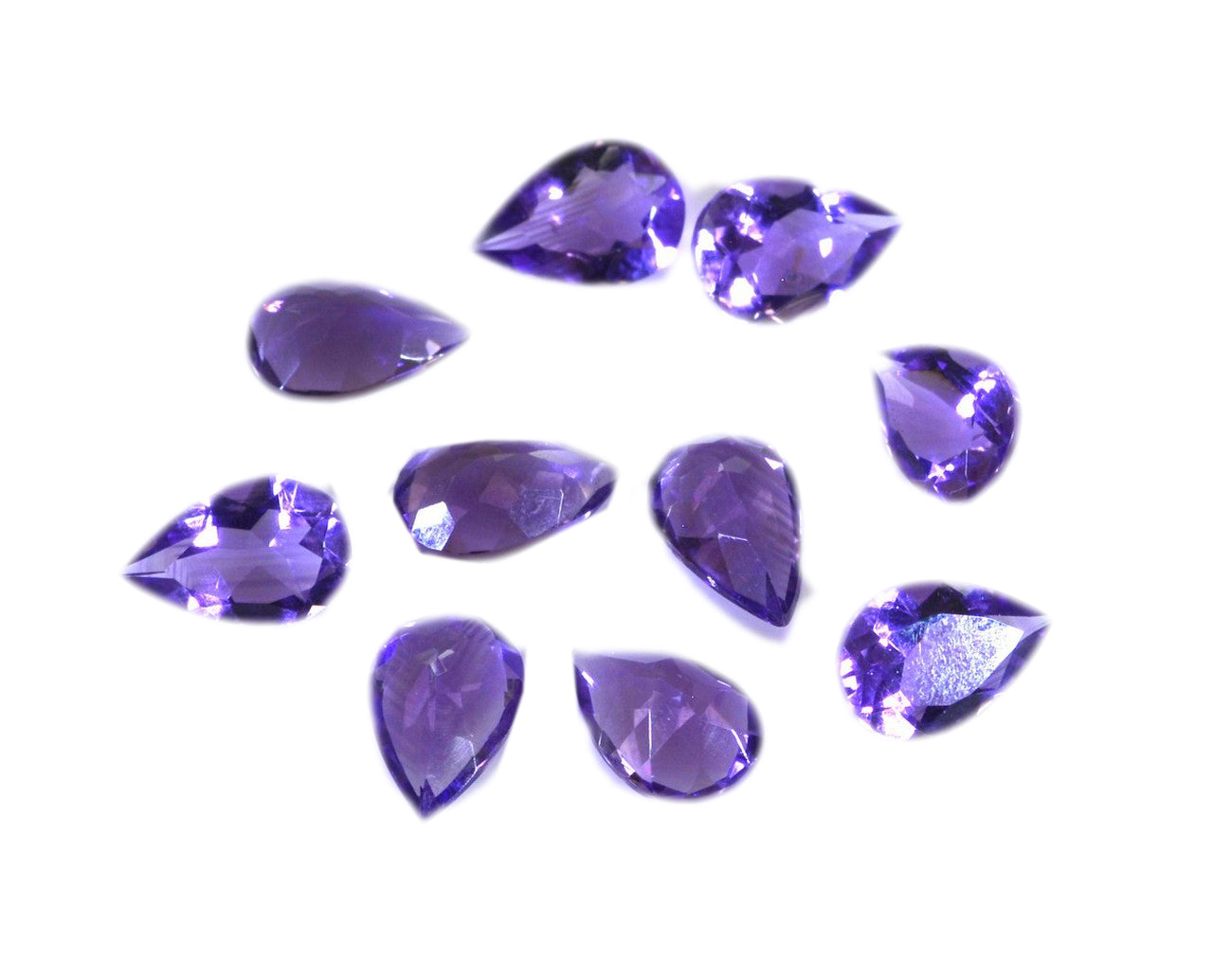 Amethyst 1PC Medium 8x10 MM Pear Faceted Purple Polished Semi Precious Loose Gems