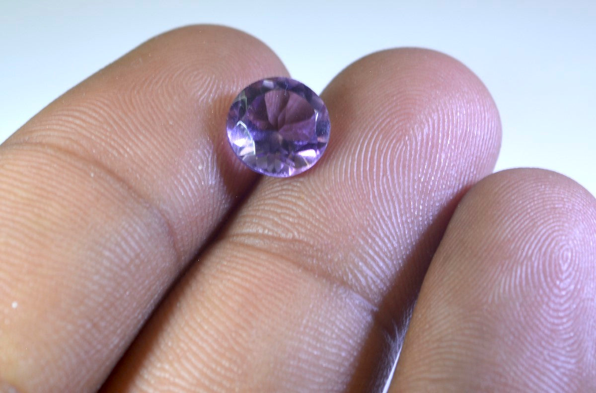 Amethyst 1PC Small 8x8 MM Round Faceted Purple Luster Semi Precious Loose Gems