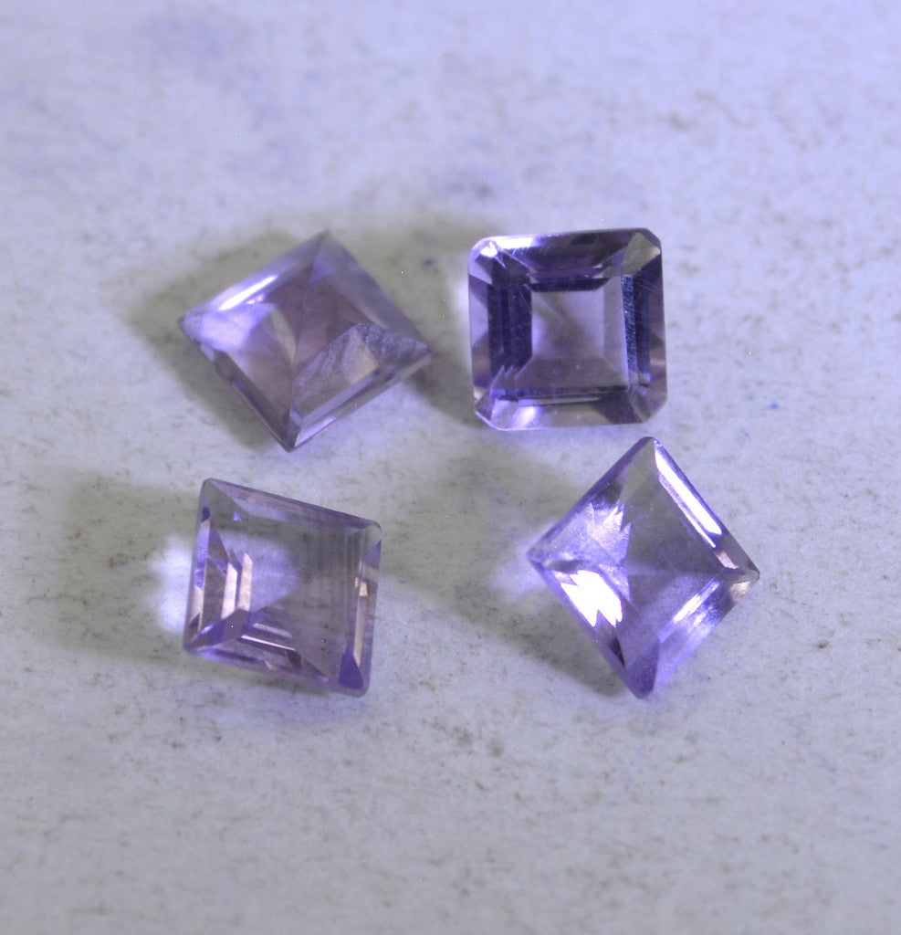 Amethyst 1PC Tiny 6x6 MM Square Faceted Purple Polished Semi Precious Loose Gemstones