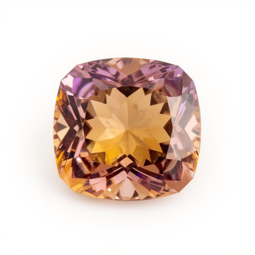 Ametrine 1PC Large 10x10 MM Cushion Faceted Multicolor Shine Semi Precious Loose Gems