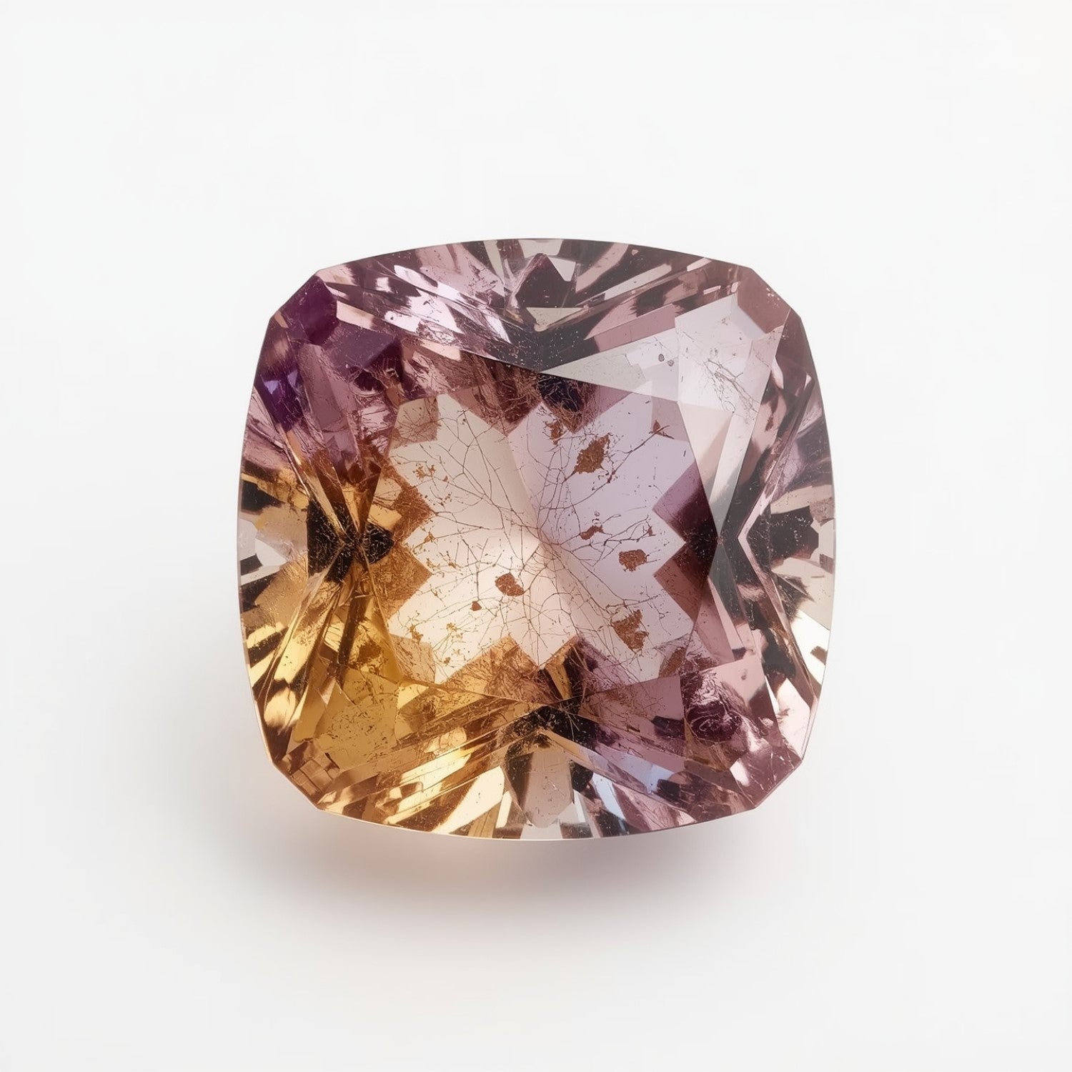 Ametrine 1PC Chunky 14x14 MM Cushion Faceted Multicolor Genuine Semi Precious Loose Gems Image secondaire du produit