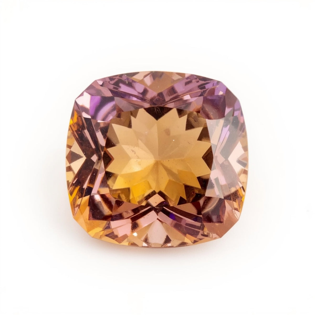 Ametrine 1PC Chunky 15x15 MM Cushion Faceted Multicolor Superior Semi Precious Loose Gemstone
