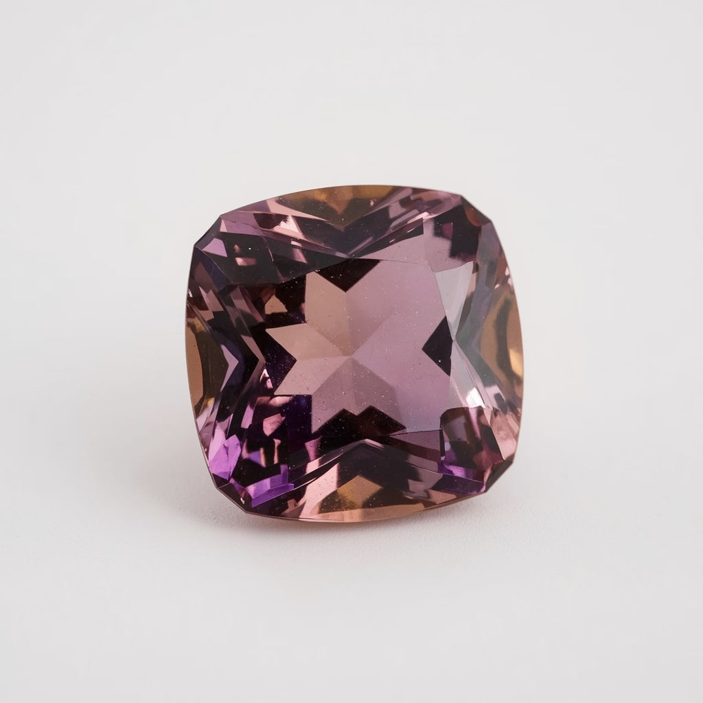 Ametrine 1PC Chunky 15x15 MM Cushion Faceted Multicolor Superior Semi Precious Loose Gemstone