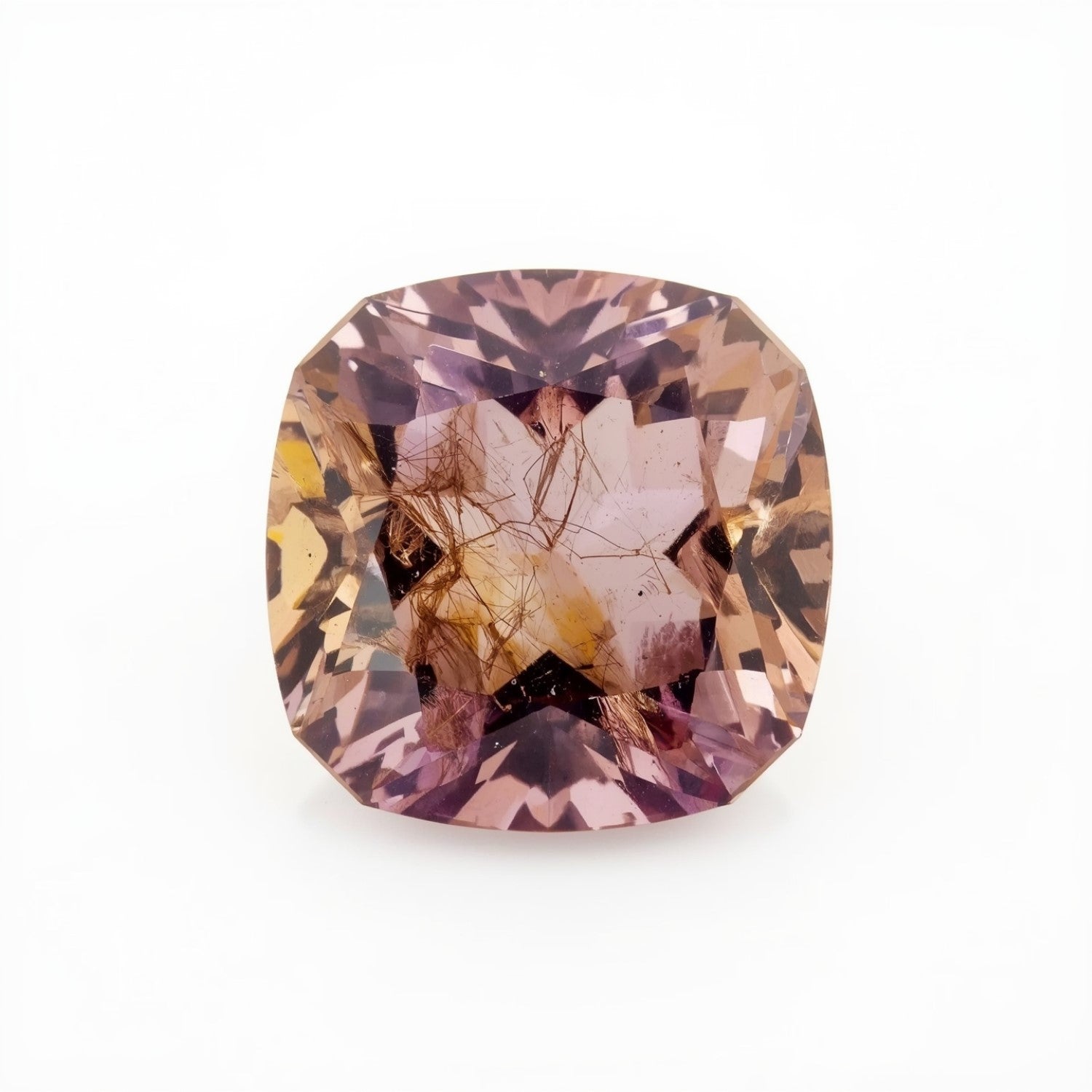 Ametrine 1PC Small 8x8 MM Cushion Faceted Multicolor Luster Semi Precious Loose Gemstones Immagine principale del prodotto