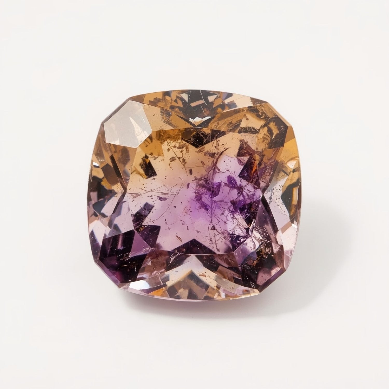 Ametrine 1PC Medium 9x9 MM Cushion Faceted Multicolor Lustrous Semi Precious Gems