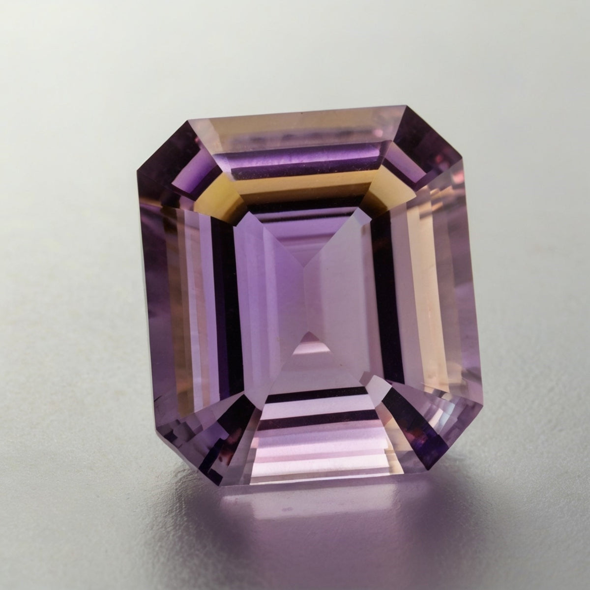 Ametrine 1PC Large 10x12 MM Emerald Faceted Multicolor Polished Semi Precious Loose Gems