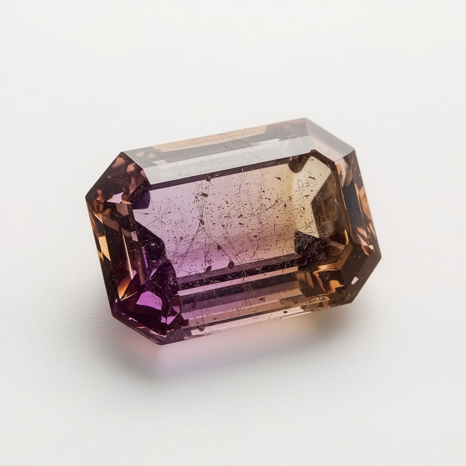 Ametrine 1PC Large 10x14 MM Emerald Faceted Multicolor Splendid Semi Precious Loose Gemstone Immagine secondaria del prodotto