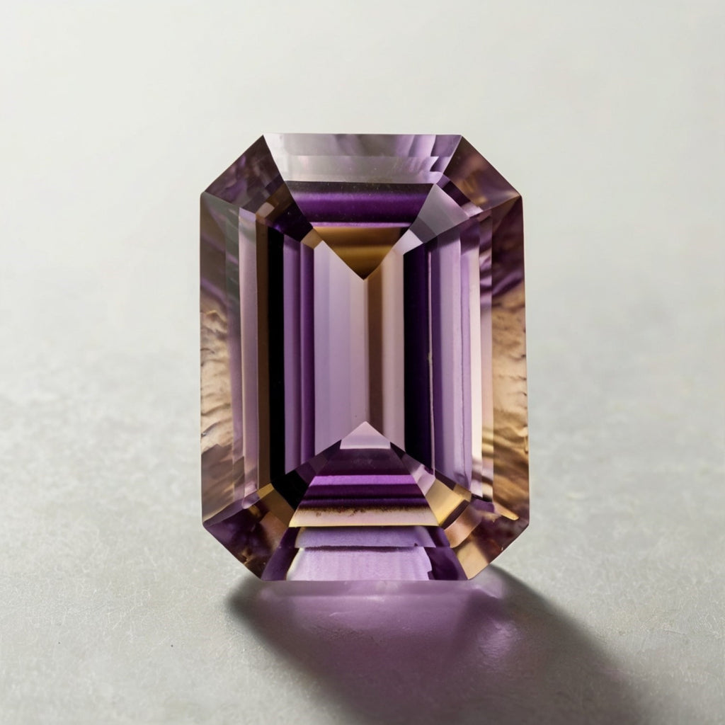 Ametrine 1PC Small 6x8 MM Emerald Faceted Multicolor Natural Semi Precious Loose Gemstone