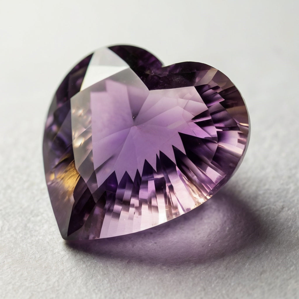 Ametrine 1PC Large 10x10 MM Heart Faceted Multicolor Shine Semi Precious Loose Gems
