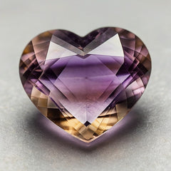 Ametrine 1PC Large 11x11 MM Heart Faceted Multicolor Fine Semi Precious Loose Gemstone