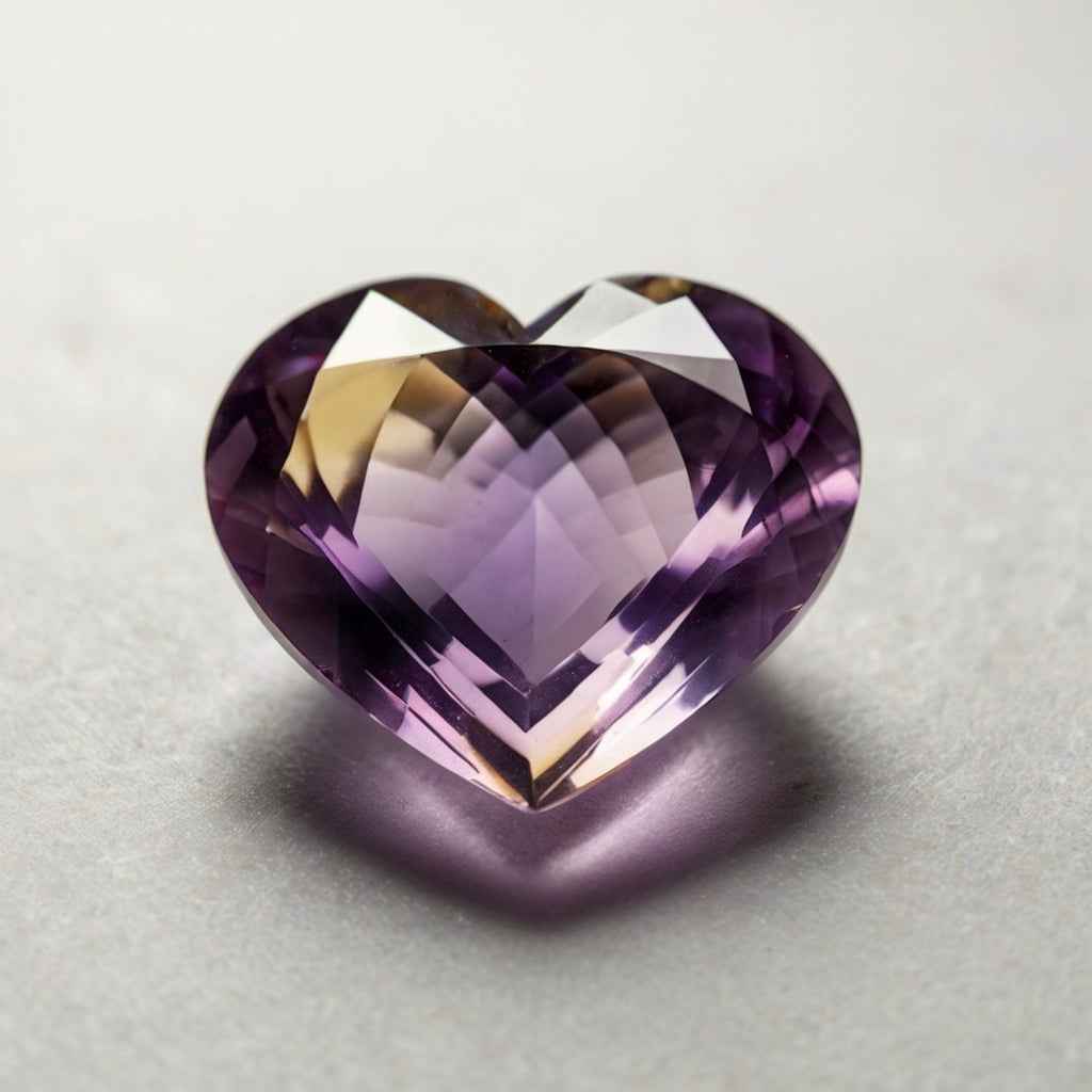 Ametrine 1PC Chunky 15x15 MM Heart Faceted Multicolor Superior Semi Precious Loose Gemstone