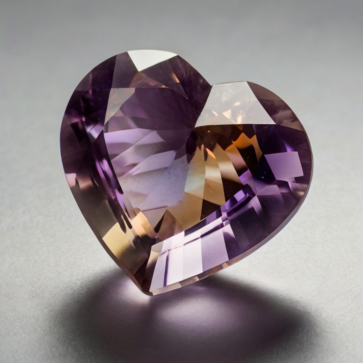 Ametrine 1PC Small 7x7 MM Heart Faceted Multicolor Splendid Semi Precious Loose Gemstone