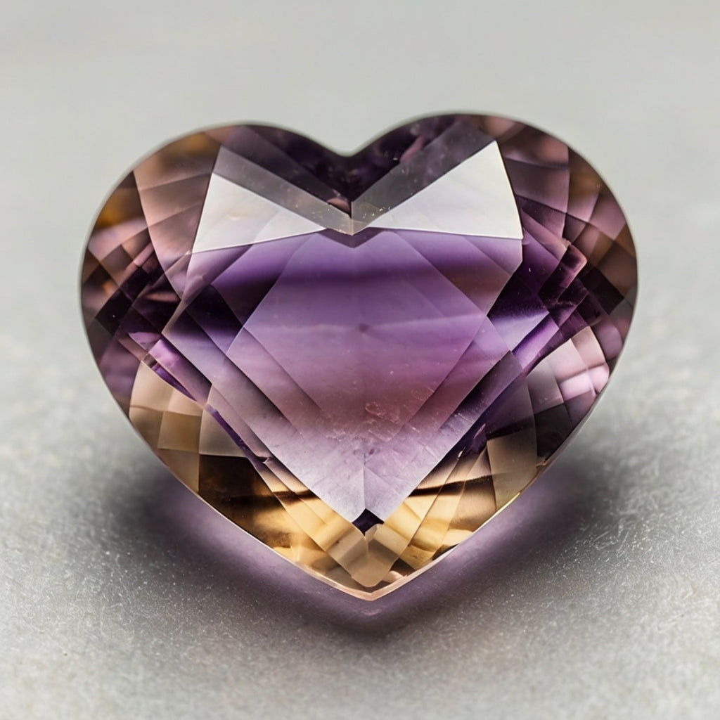 Ametrine 1PC Small 8x8 MM Heart Faceted Multicolor Luster Semi Precious Loose Gemstones