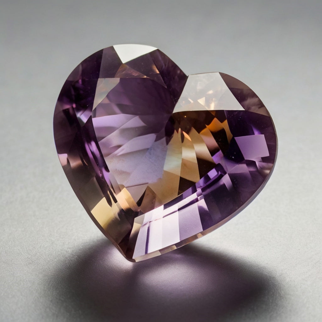 Ametrine 1PC Medium 9x9 MM Heart Faceted Multicolor Lustrous Semi Precious Gems