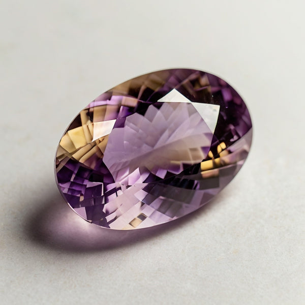 Ametrine 1PC Large 8x12 MM Oval Faceted Multicolor Natural Semi Precious Gems