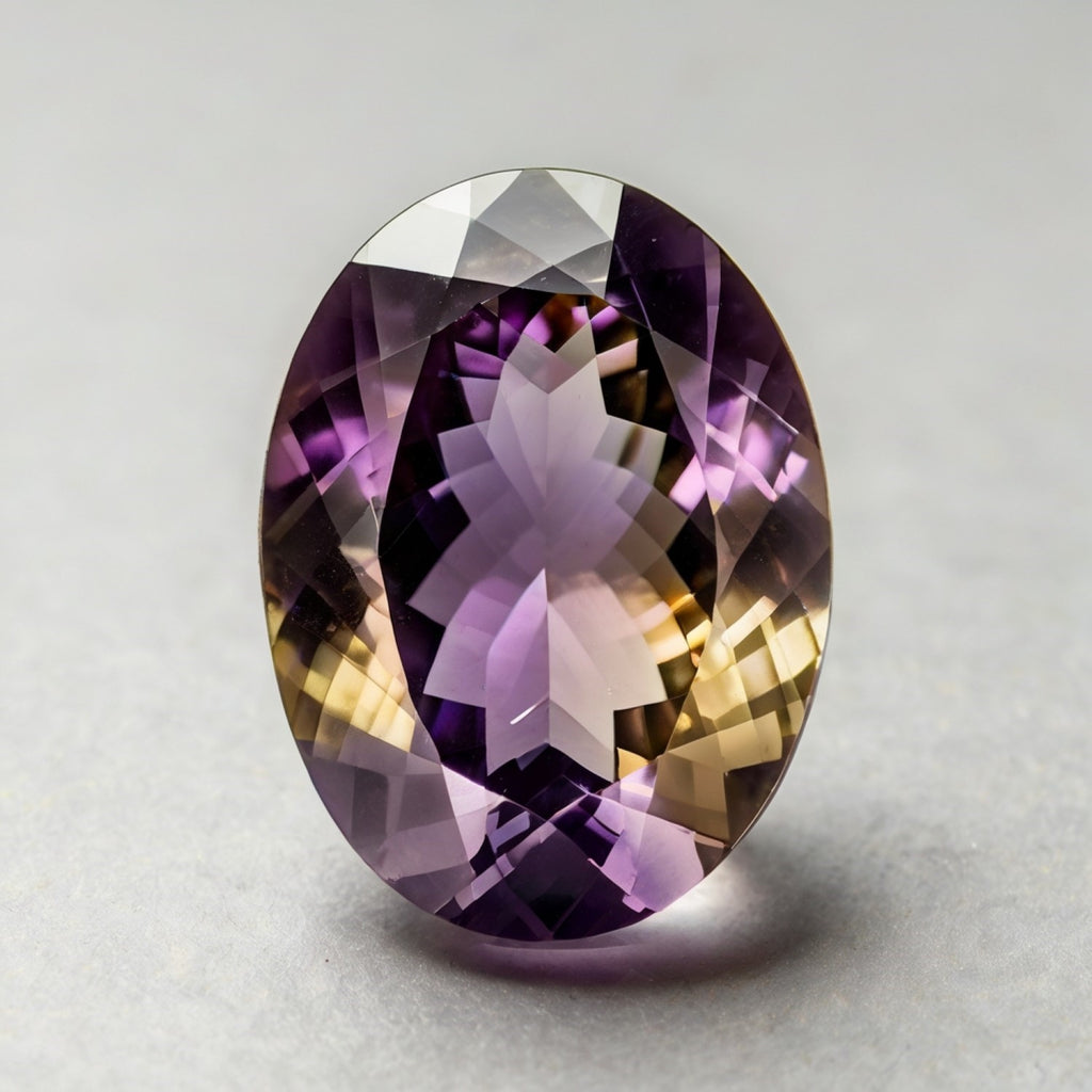 Ametrine 1PC Large 8x12 MM Oval Faceted Multicolor Natural Semi Precious Gems