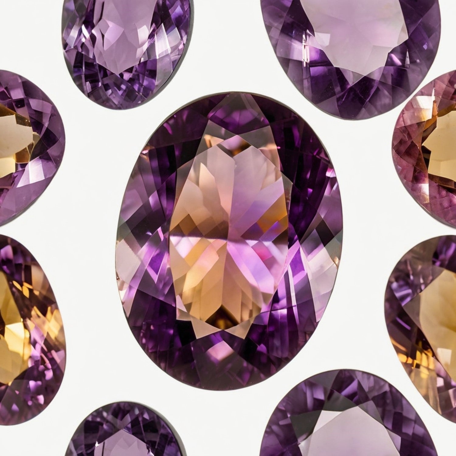 Ametrine 1PC Large 9x11 MM Oval Faceted Multicolor High-Quality Semi Precious Loose Gemstones Image secondaire du produit