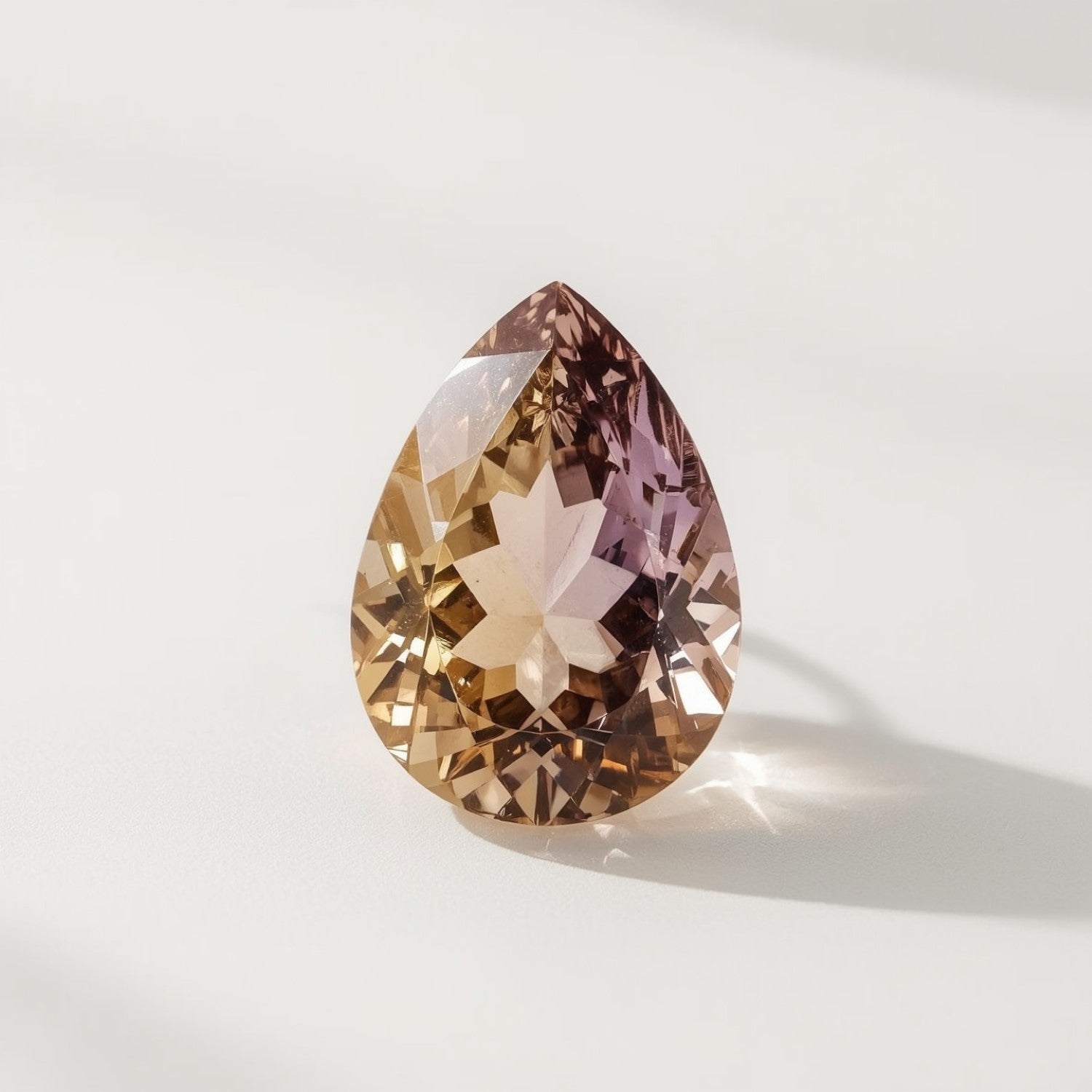 Ametrine 1PC Large 10x14 MM Pear Faceted Multicolor Fine Semi Precious Gems Hoofdafbeelding