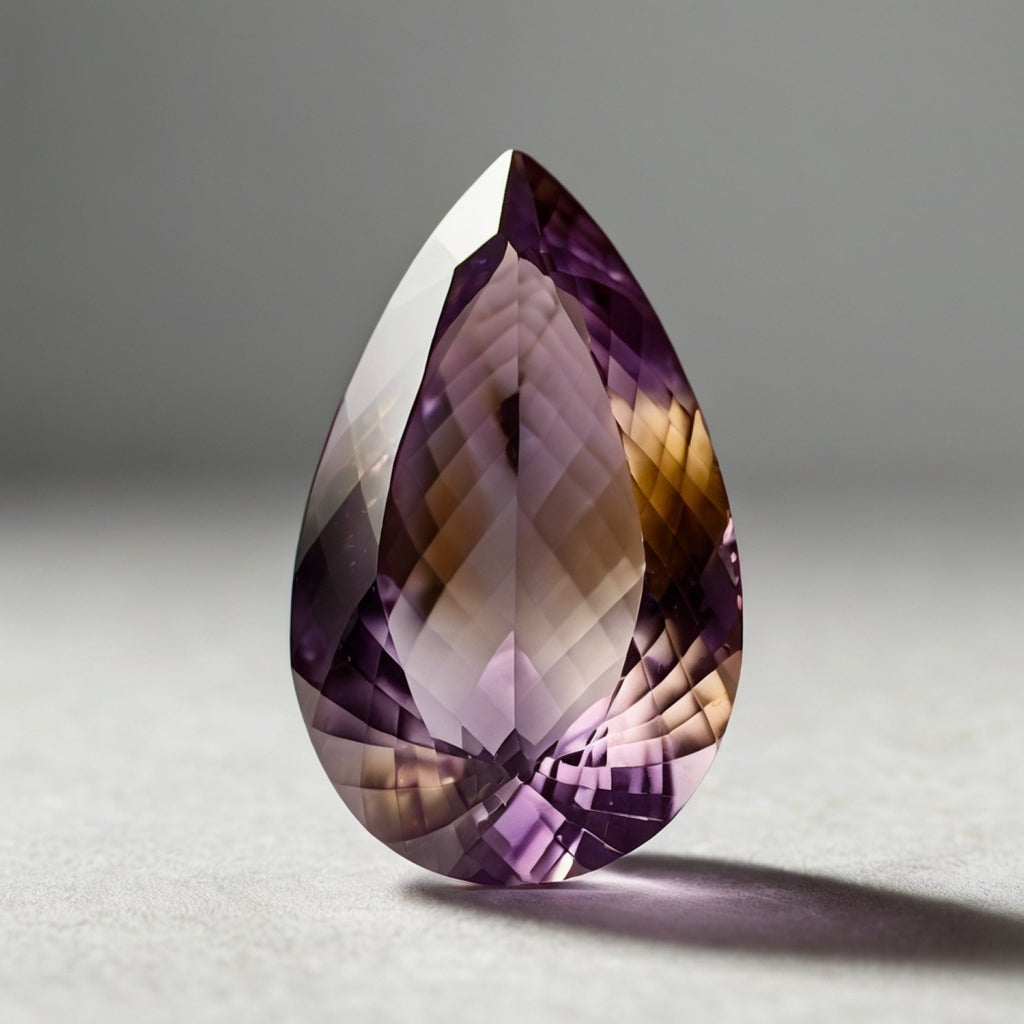 Ametrine 1PC Large 9x11 MM Pear Faceted Multicolor Luster Semi Precious Loose Gems