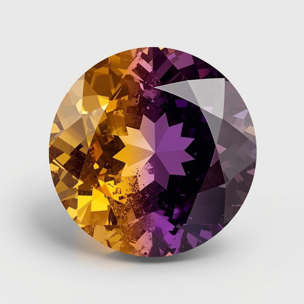 Ametrine 1PC Large 11x11 MM Round Faceted Multicolor Fine Semi Precious Loose Gemstone
