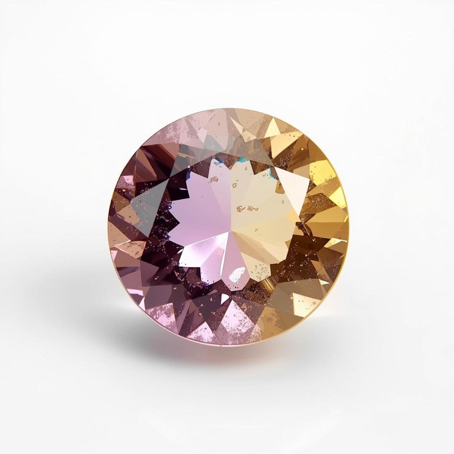 Ametrine 1PC Small 7x7 MM Round Faceted Multicolor Splendid Semi Precious Loose Gemstone Sekundär produktbild