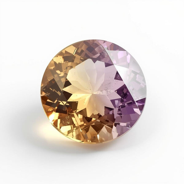 Ametrine 1PC Small 8x8 MM Round Faceted Multicolor Luster Semi Precious Loose Gemstones