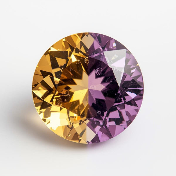 Ametrine 1PC Small 8x8 MM Round Faceted Multicolor Luster Semi Precious Loose Gemstones