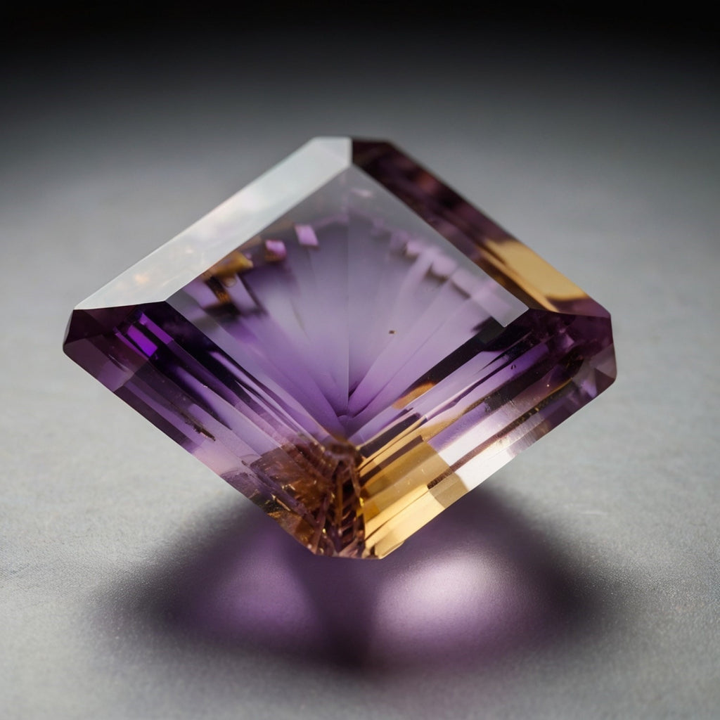 Ametrine 1PC Small 8x8 MM Square Faceted Multicolor Luster Semi Precious Loose Gemstones