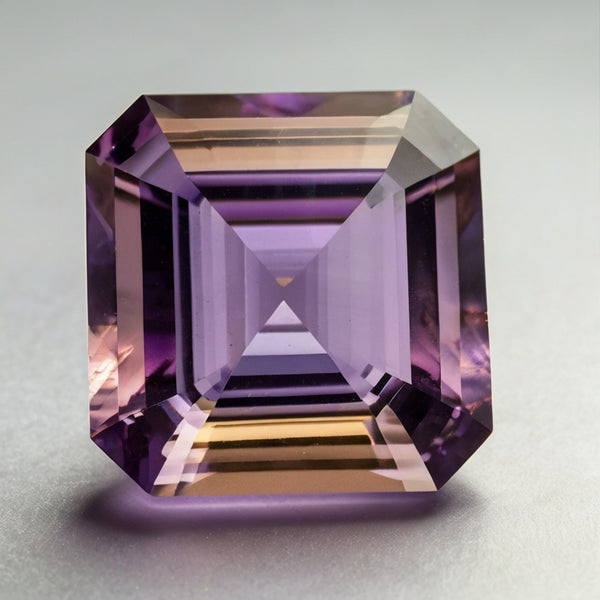 Ametrine 1PC Medium 9x9 MM Square Faceted Multicolor Lustrous Semi Precious Gems