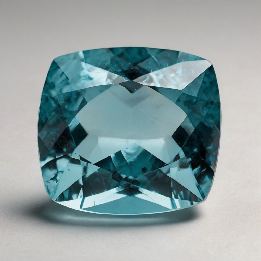 Aquamarine 1PC Chunky 15x15 MM Cushion Faceted Blue Superior Semi Precious Gems