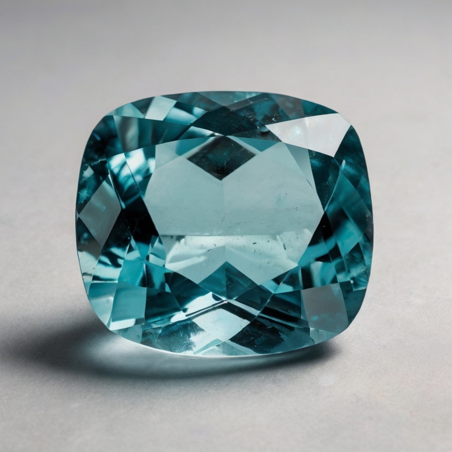 Aquamarine 1PC Chunky 15x15 MM Cushion Faceted Blue Superior Semi Precious Gems Sekundär produktbild