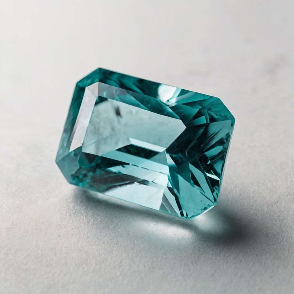 Aquamarine 1PC Large 8x12 MM Emerald Faceted Blue Polished Semi Precious Loose Gemstones