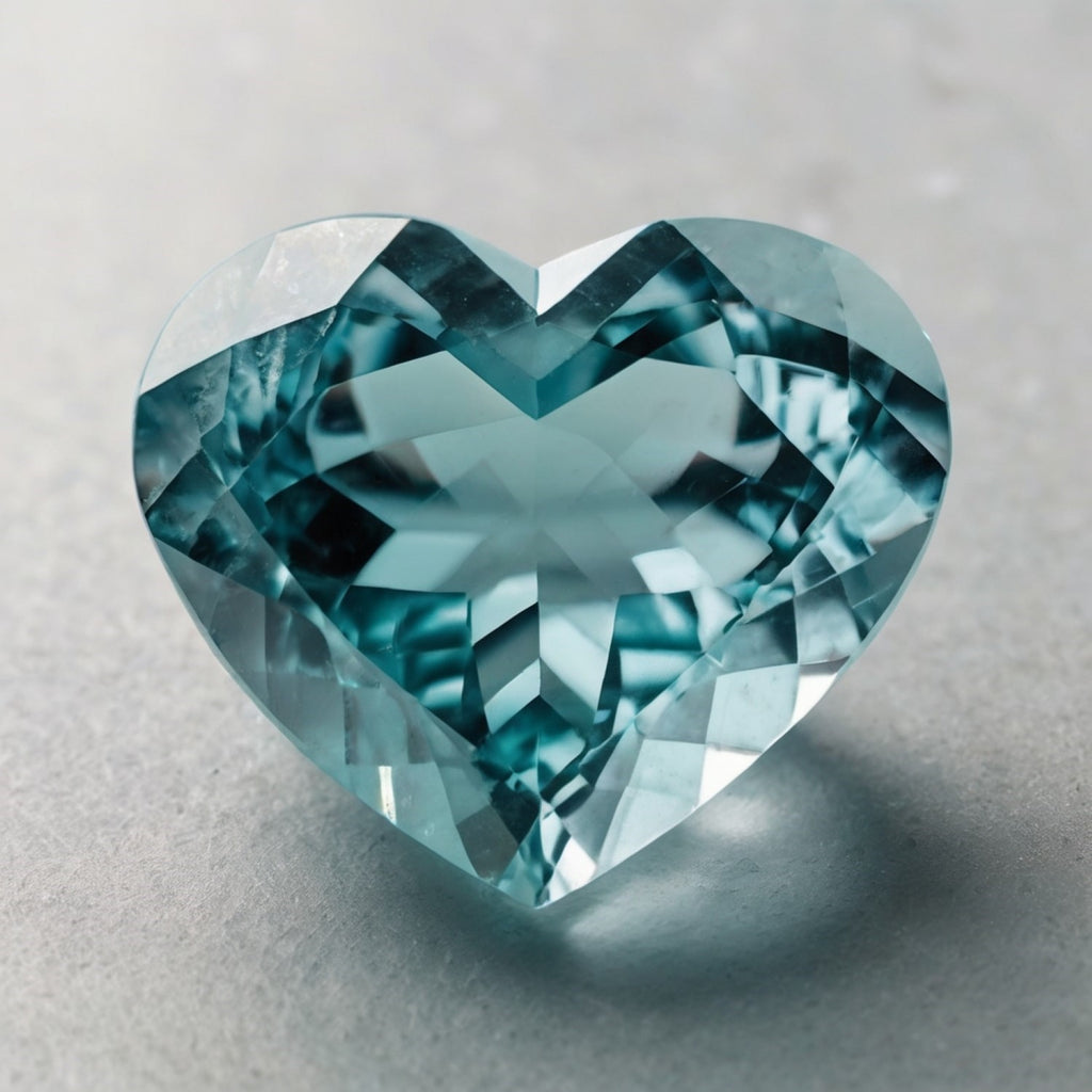 Aquamarine 1PC Large 10x10 MM Heart Faceted Blue Shine Semi Precious Loose Gemstones