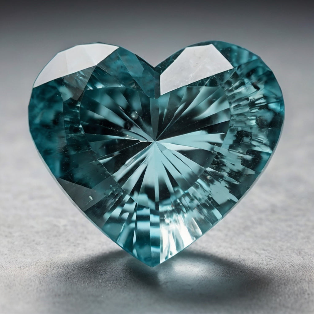 Aquamarine 1PC Chunky 16x16 MM Heart Faceted Blue Pure Semi Precious Loose Gems