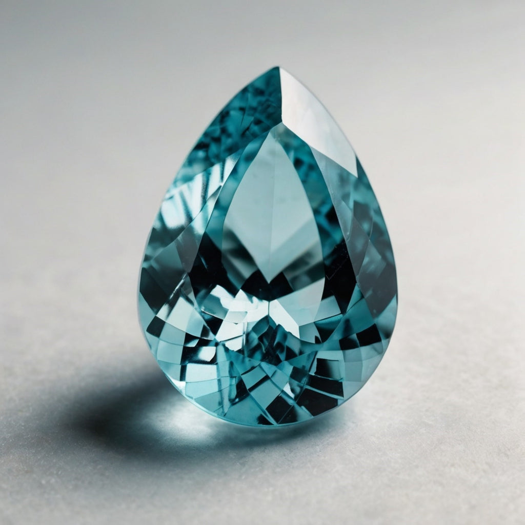 Aquamarine 1PC Medium 8x10 MM Pear Faceted Blue Luster Semi Precious Loose Gemstones
