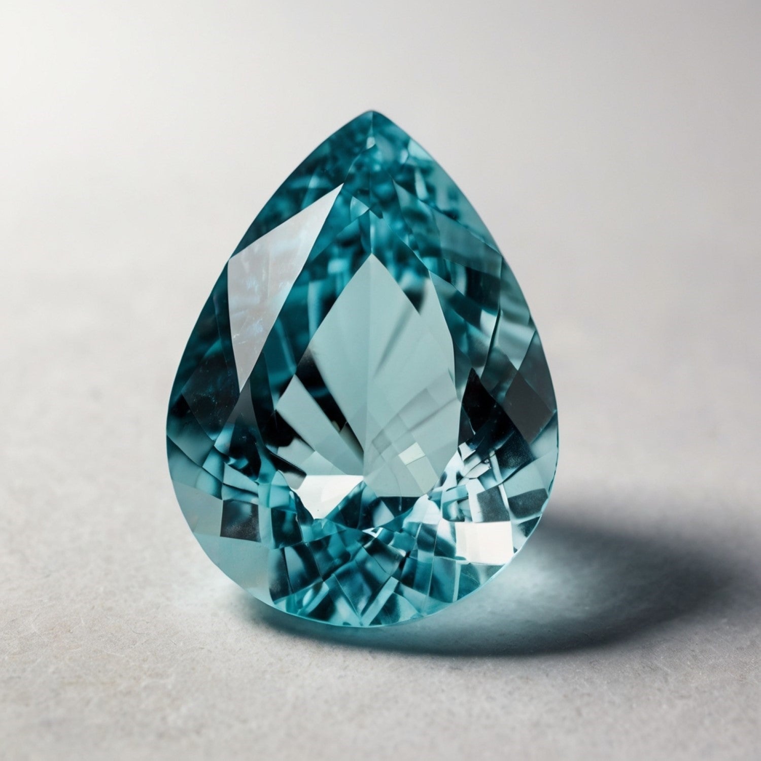 Aquamarine 1PC Medium 8x10 MM Pear Faceted Blue Luster Semi Precious Loose Gemstones Sekundär produktbild