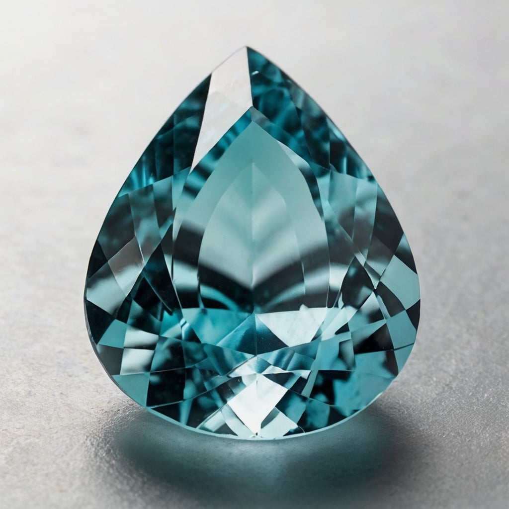 Aquamarine 1PC Large 9x11 MM Pear Faceted Blue Lustrous Semi Precious Gems