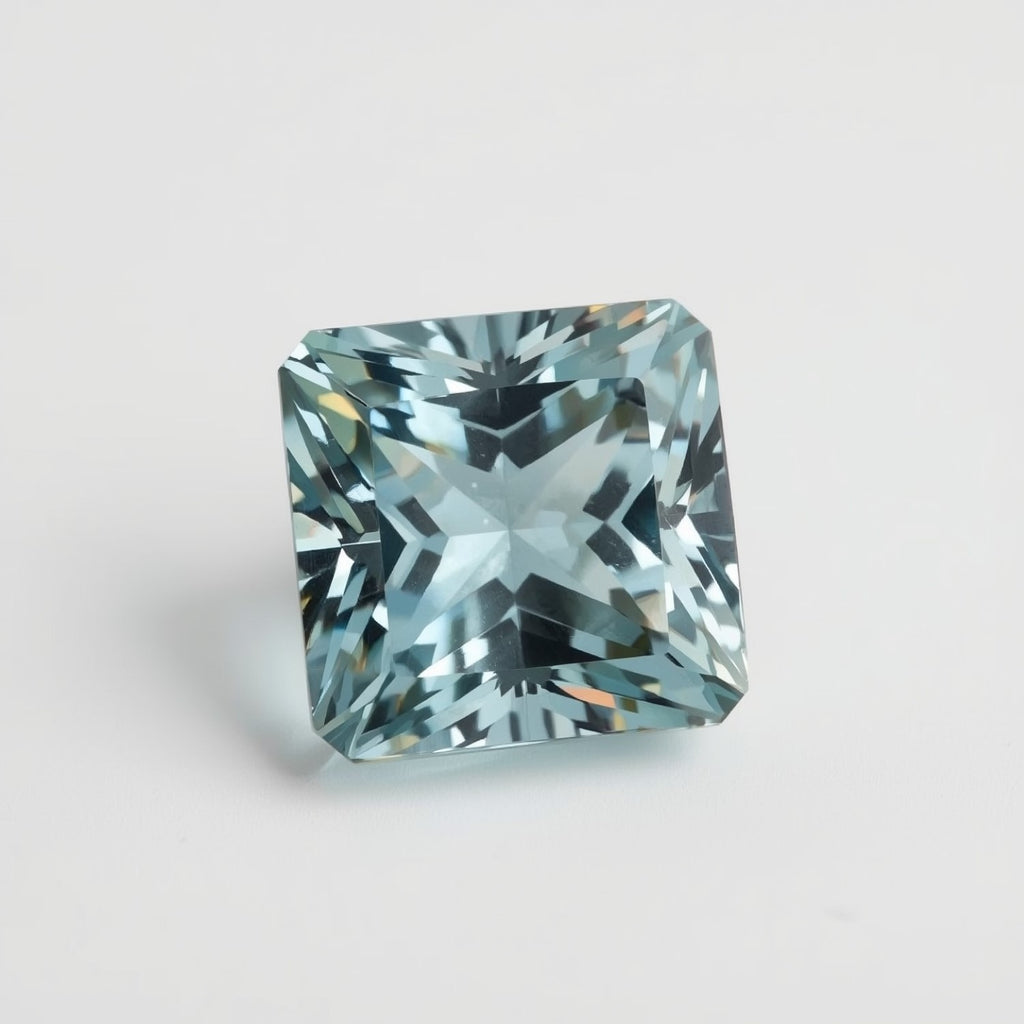 Aquamarine 1PC Large 12x12 MM Square Faceted Blue High-Quality Semi Precious Loose Gems