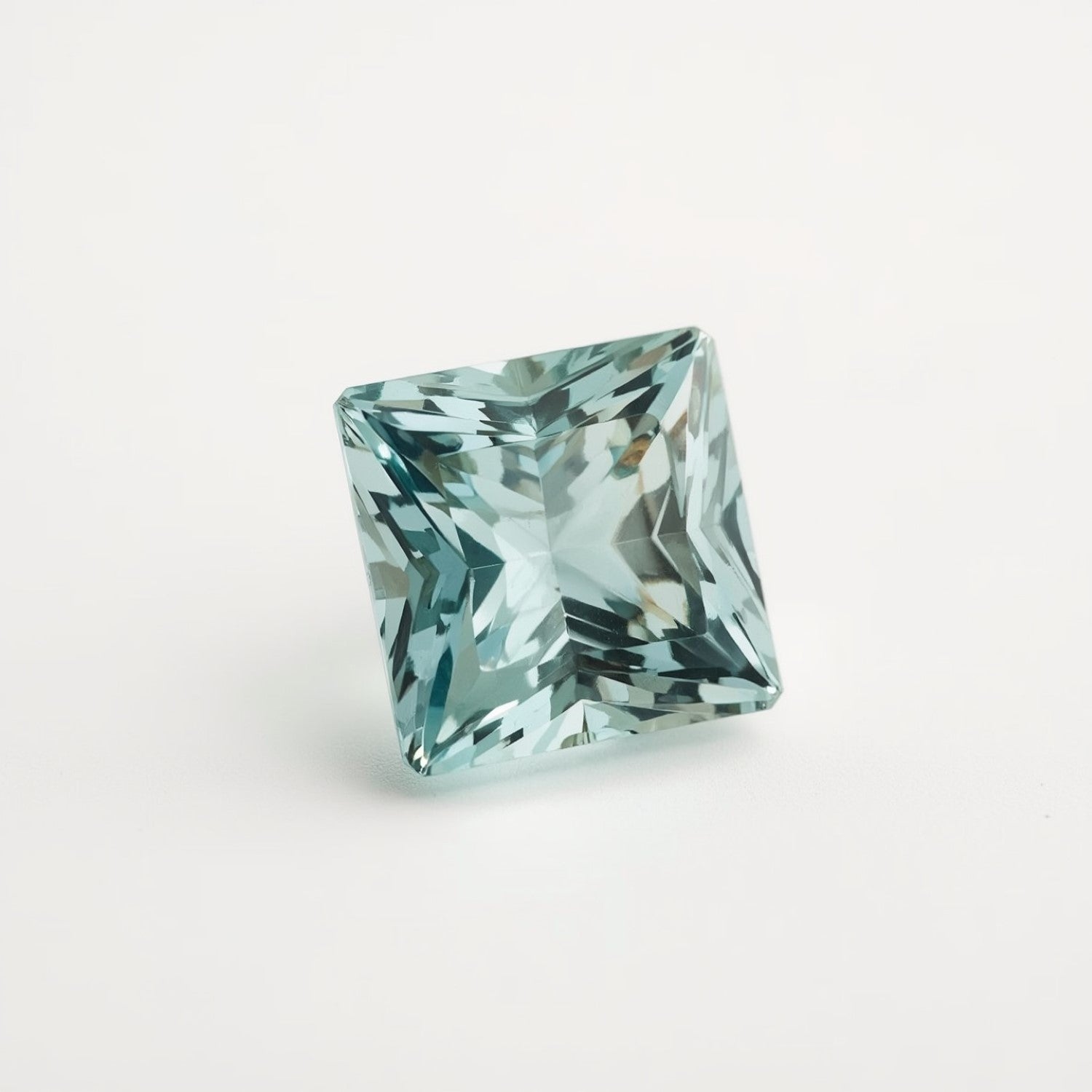Aquamarine 1PC Medium 9x9 MM Square Faceted Blue Lustrous Semi Precious Loose Gemstone Sekundär produktbild