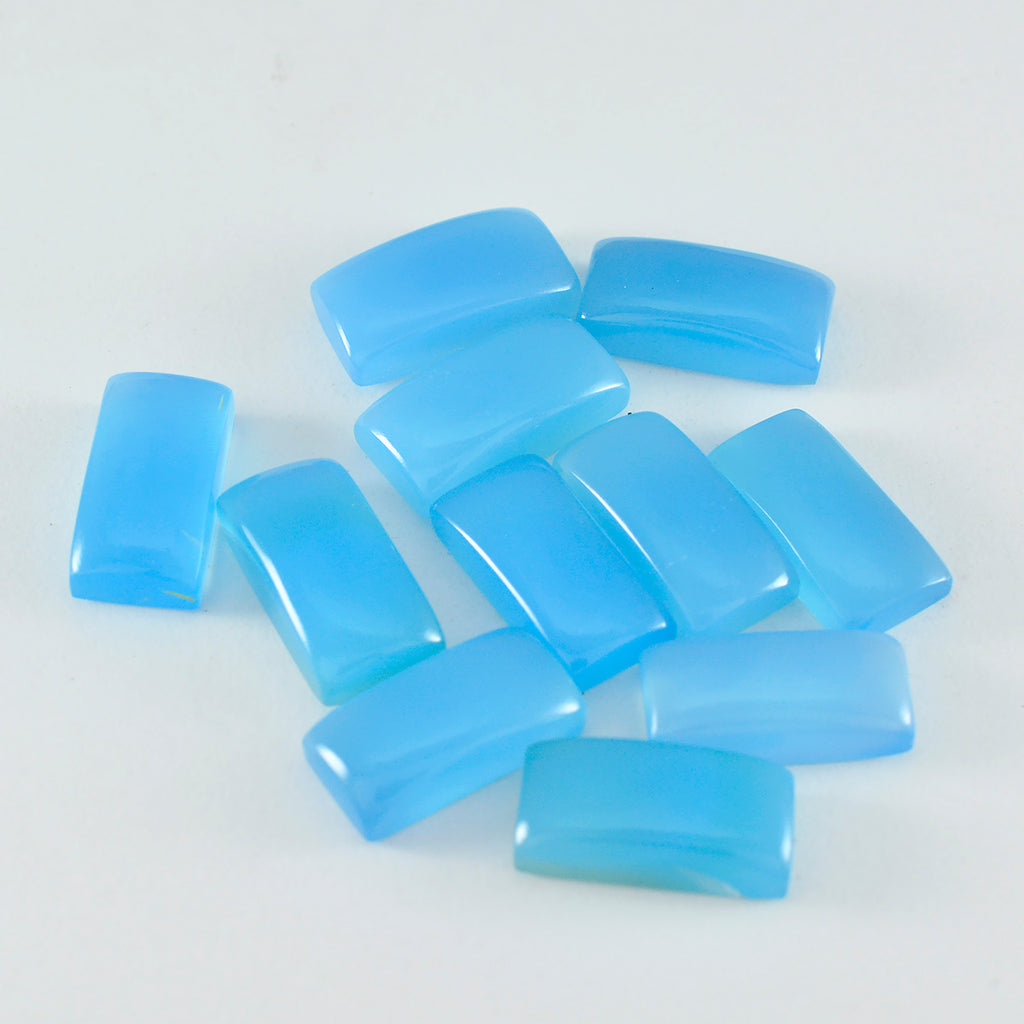 Chalcedony 1PC Small 6x12 MM Baguette Cabochon Blue Polished semi Precious Loose Gemstones