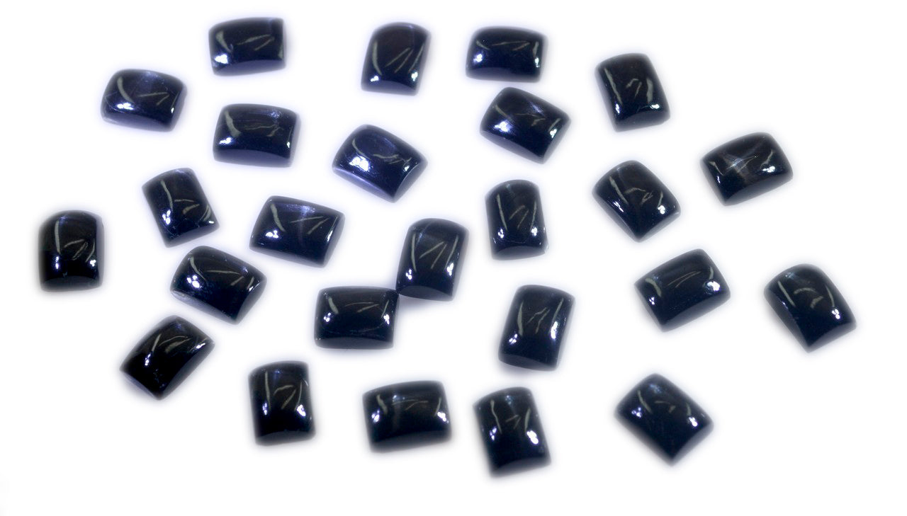 Black Onyx 10PC Tiny 4x6 MM Emerald Cabochon Black Fiery semi Precious Loose Gemstone