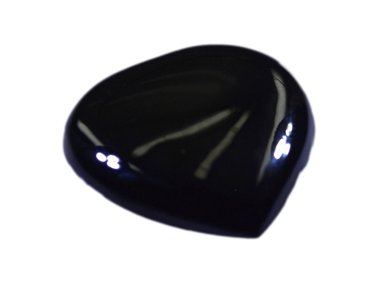 Schwarzer Onyx, 1 Stück, groß, 11 x 11 mm, Herz-Cabochon, schwarz, glänzend, Halbedelsteine