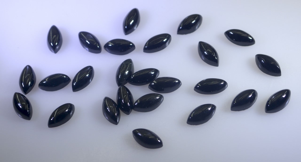 Black Onyx 10PC Tiny 3x6 MM Marquise  Cabochon Black Polished semi Precious Loose Gemstones
