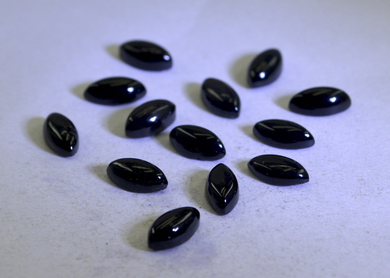 Black Onyx 1PC Medium 7x14 MM Marquise  Cabochon Black Shine semi Precious Loose Gems