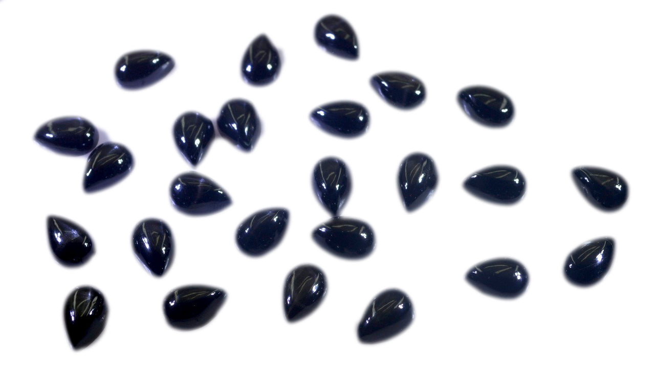 Black Onyx 10PC Tiny 3x5 MM Pear Cabochon Black Fine semi Precious Loose Gemstone