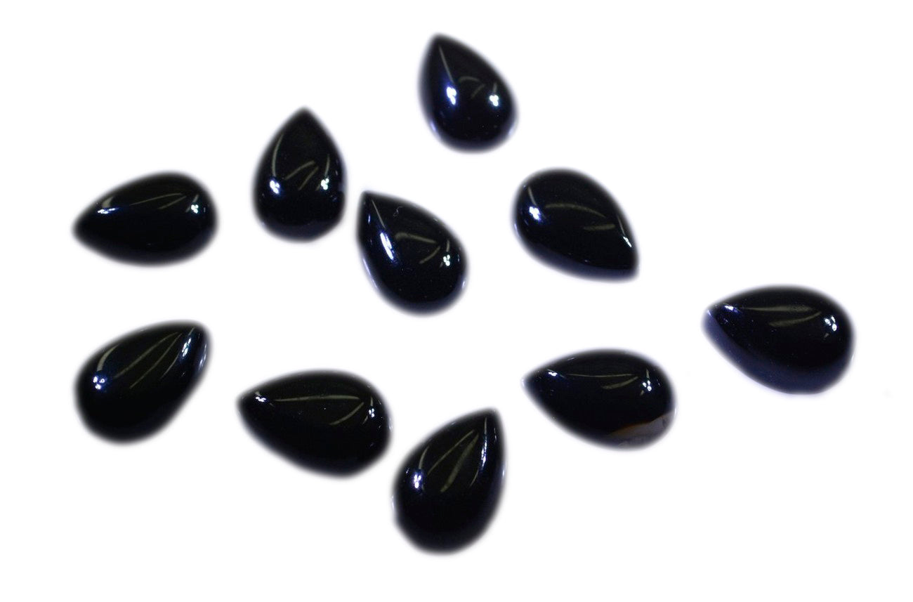 Black Onyx 1PC Medium 7x10 MM Pear Cabochon Black Fiery semi Precious Loose Gemstone