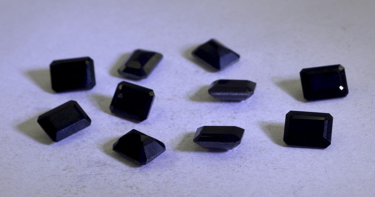 Black Onyx 1PC Medium 8x10 MM Emerald Faceted Black Sparkling Semi Precious Gems Sekundär produktbild