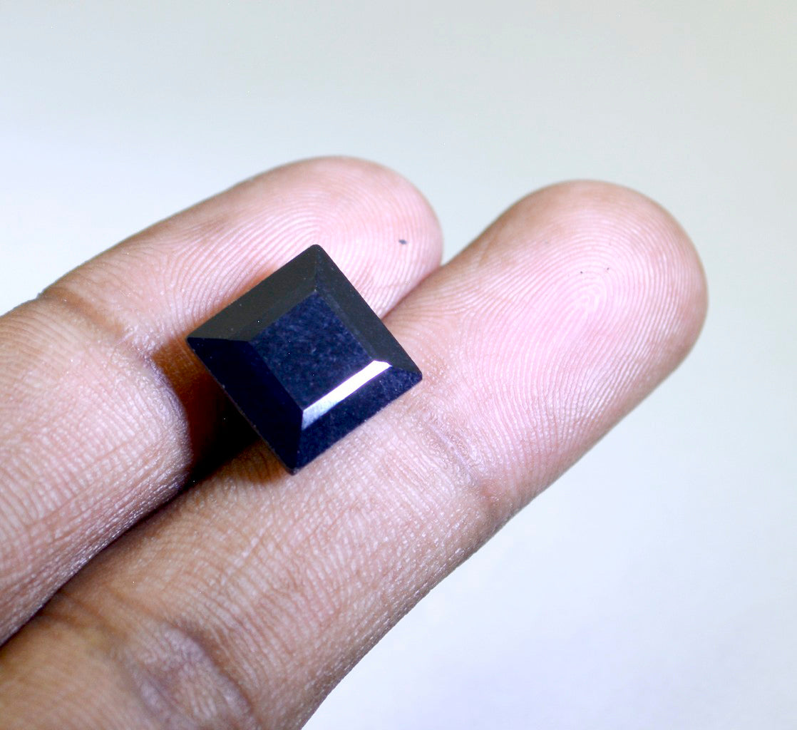 Black Onyx 1PC Large 11x11 MM Square Faceted Black Fine Semi Precious Loose Gemstone
